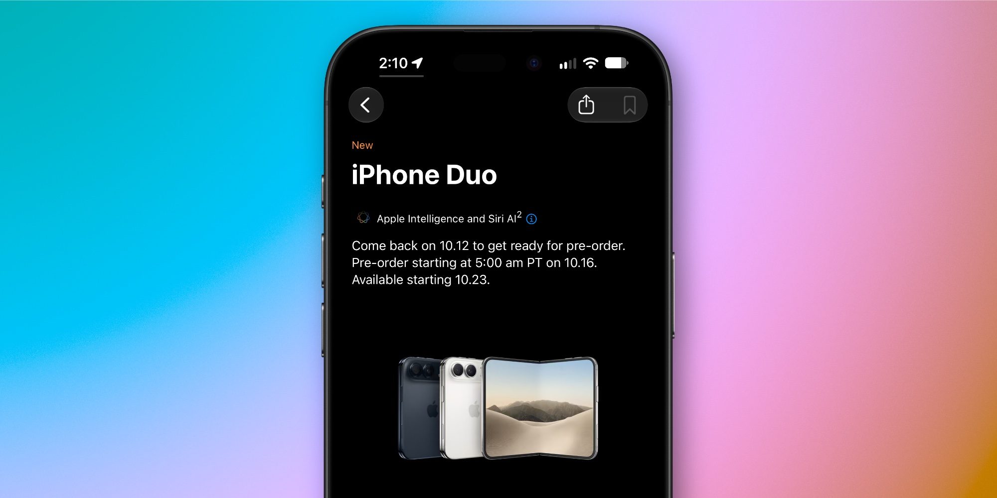 Apple qatlanan iPhone Duo üçün ön sifariş hazırlığını 12 oktyabrda açacaq